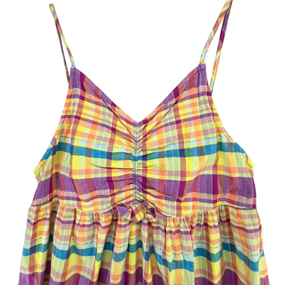 Thereabouts Maxi Dress Girls L Multicolor Plaid Cottagecore Boho Chic Summer
